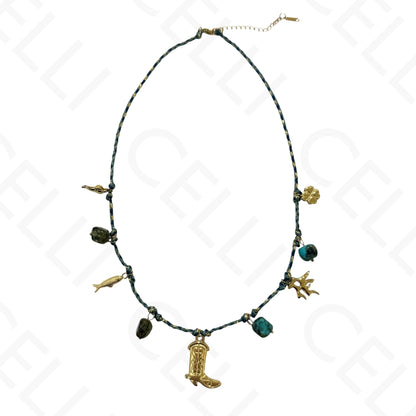 Steel necklace - square with mother-of-pearl