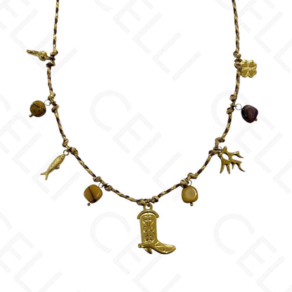 Steel necklace - square with mother-of-pearl