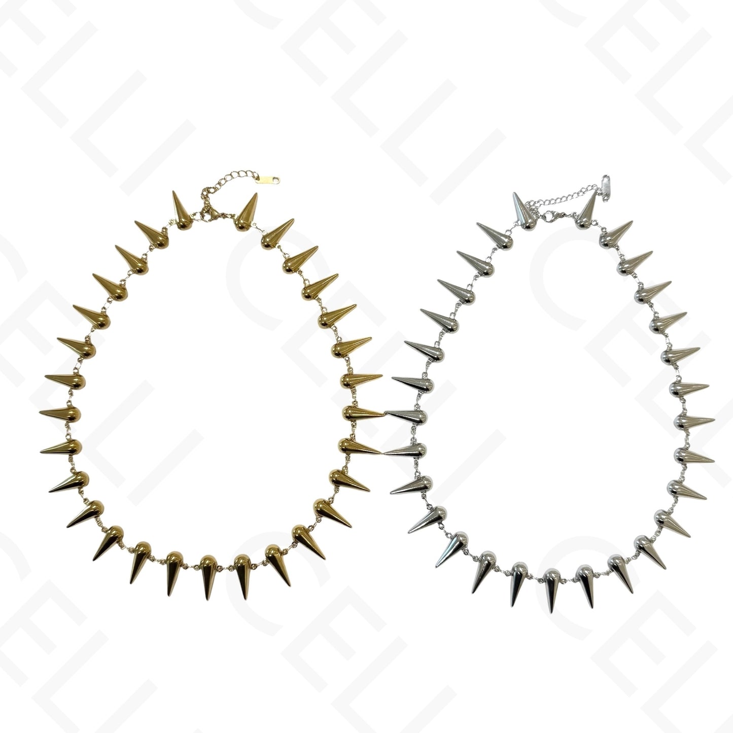 Steel necklace - square with mother-of-pearl