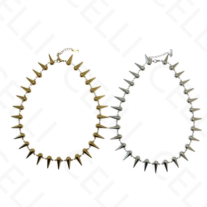 Steel necklace - square with mother-of-pearl