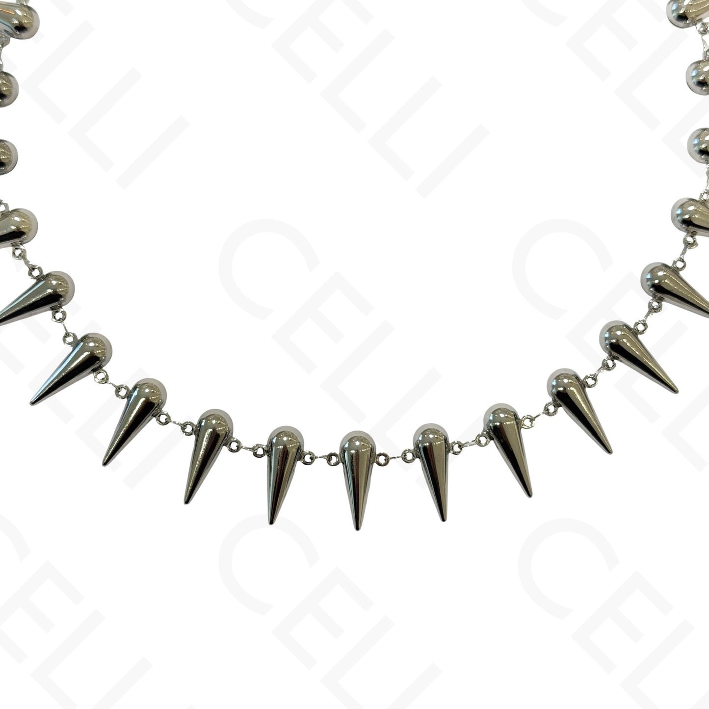 Steel necklace - square with mother-of-pearl