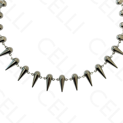 Steel necklace - square with mother-of-pearl