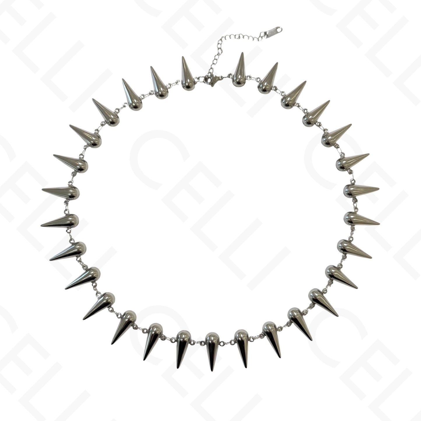 Steel necklace - square with mother-of-pearl