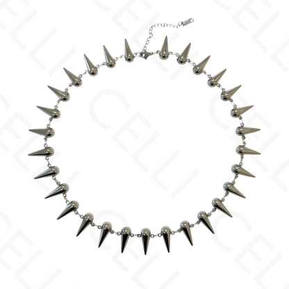 Steel necklace - square with mother-of-pearl