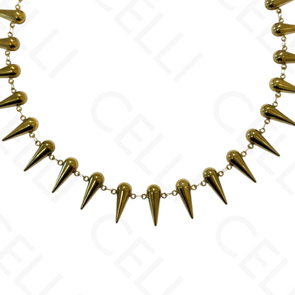 Steel necklace - square with mother-of-pearl