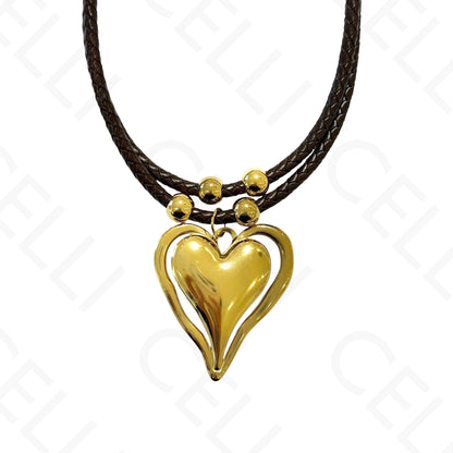 Steel necklace - square with mother-of-pearl