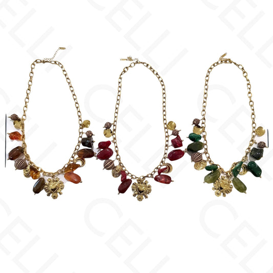 Collar de acero - cuadrado con nácar