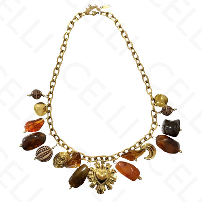 Steel necklace - square with mother-of-pearl