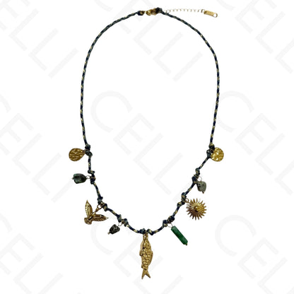 Steel necklace - square with mother-of-pearl