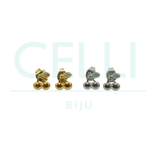 Brinco de Aço com medalhinha mini - cereja