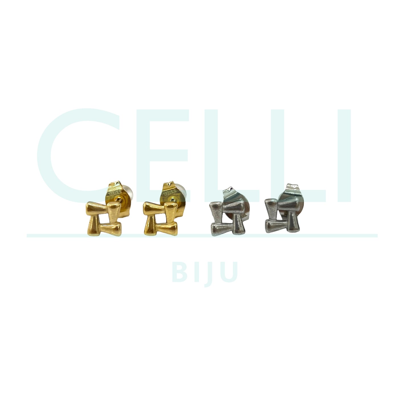 Brinco de Aço com medalhinha mini - quadrado