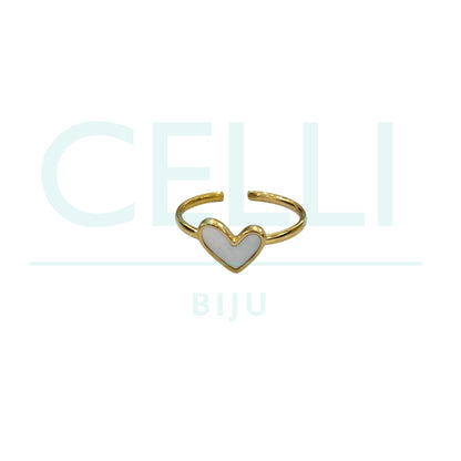 Steel Ring - Heart with Mother-of-Pearl