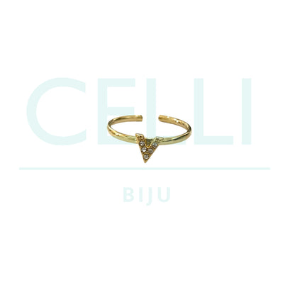 Steel Ring - V with brilliants