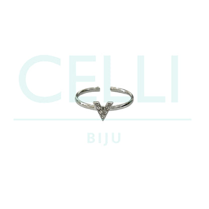 Steel Ring - V with brilliants