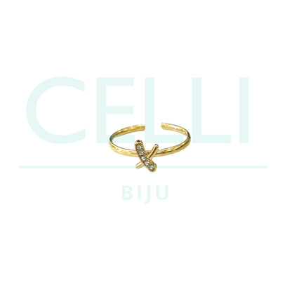 Steel Ring - X with brilliants