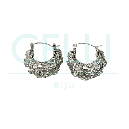 Brinco Argola de Aço - detalhado com brilhantes