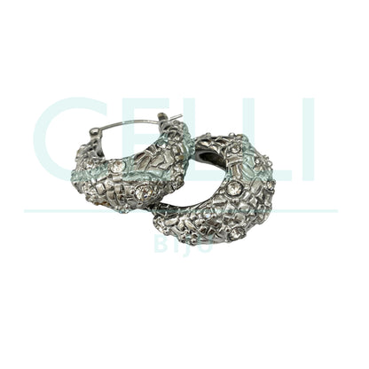 Brinco Argola de Aço - detalhado com brilhantes