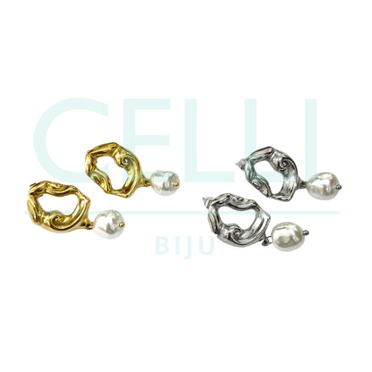 Brinco de Aço - detalhado com pérola