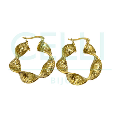 Steel Hoop Earring - Detailed Twist