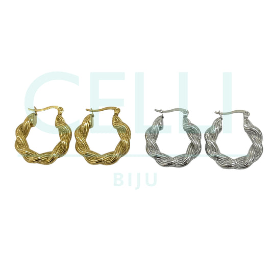 Brinco Argola de Aço - torcido detalhado