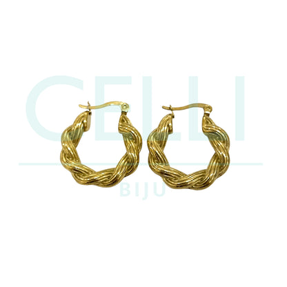 Steel Hoop Earring - Detailed Twist