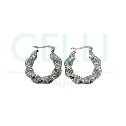 Steel Hoop Earring - Detailed Twist