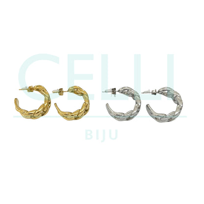 Steel Hoop Earring - chain