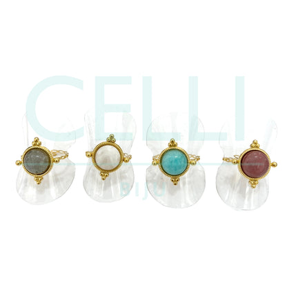 Steel Ring - Natural Stone