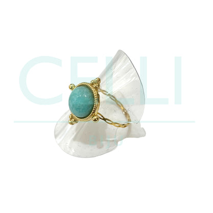 Steel Ring - Natural Stone