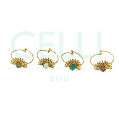 Steel Ring - Natural Stone