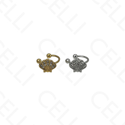 Earcuff de Aço - concha com brilhantes