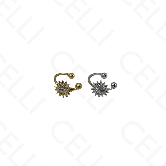 Earcuff de Aço - sol com brilhantes