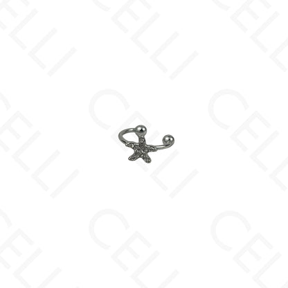 Earcuff de Aço - estrela do mar com brilhantes