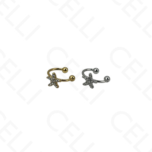 Earcuff de Aço - estrela do mar com brilhantes