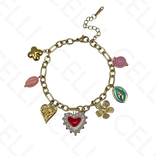 Pulseira de aço - coração