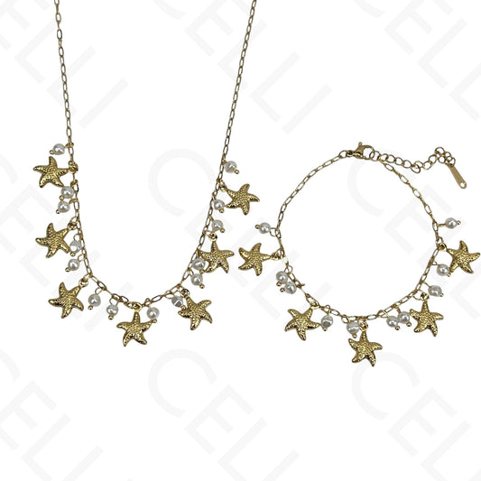 Colar/Pulseira de aço - estrelas do mar