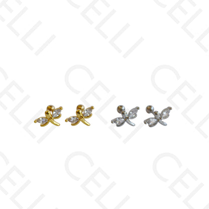 Piercing de Aço - libelinha dois brilhantes