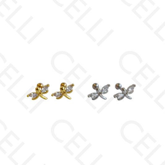 Piercing de Aço - libelinha dois brilhantes