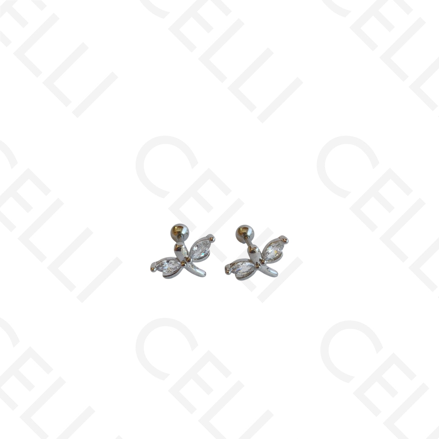 Piercing de Aço - libelinha dois brilhantes