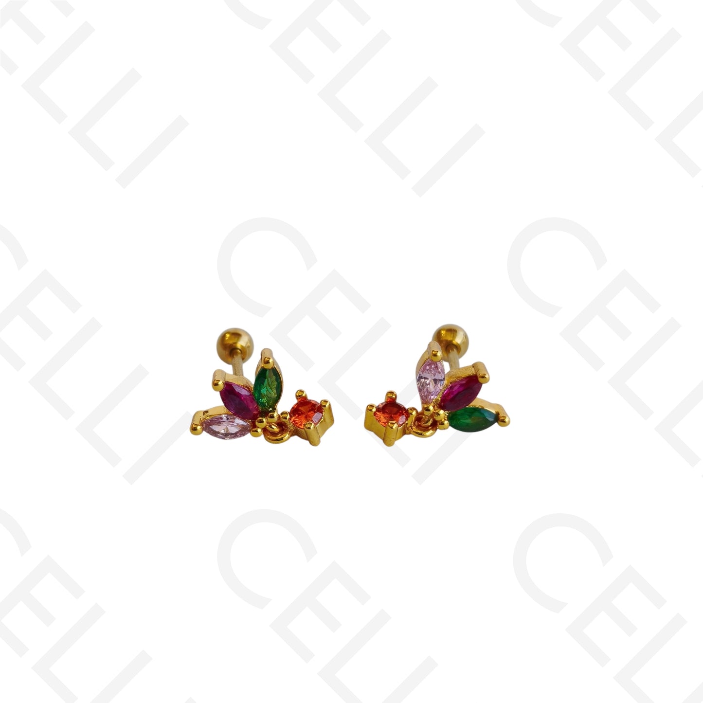 Piercing de Aço - flor com pendente