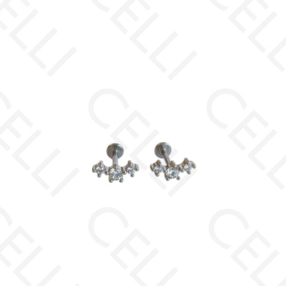 Piercing de Aço - três brilhantes redondos