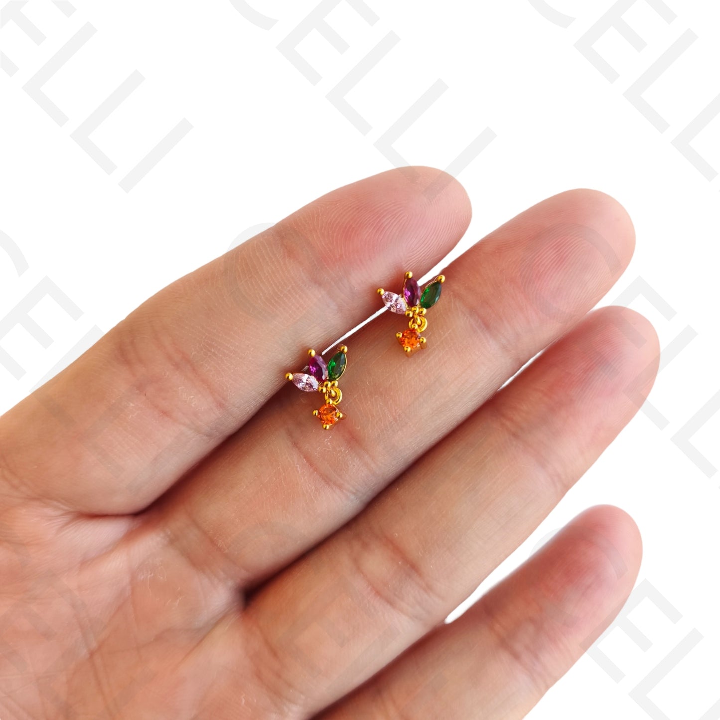 Piercing de Aço - flor com pendente