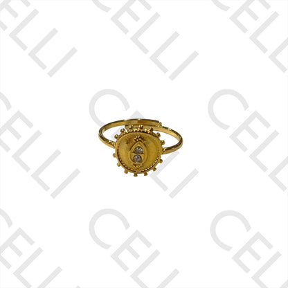 Steel Ring - sun with brilliants