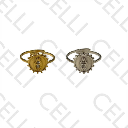 Steel Ring - sun with brilliants