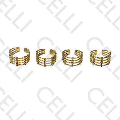 Steel Ring - Quadruple with Brilliant Cut