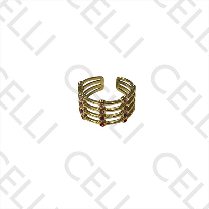 Steel Ring - Quadruple with Brilliant Cut