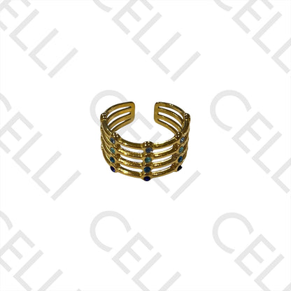 Steel Ring - Quadruple with Brilliant Cut