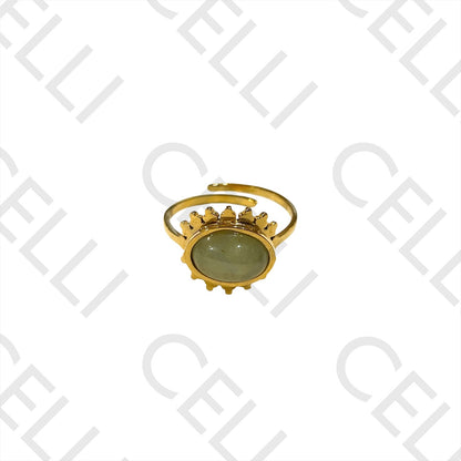 Steel Ring - with natural stone