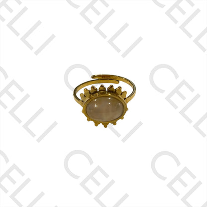 Steel Ring - with natural stone