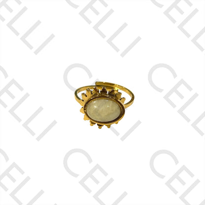 Steel Ring - with natural stone